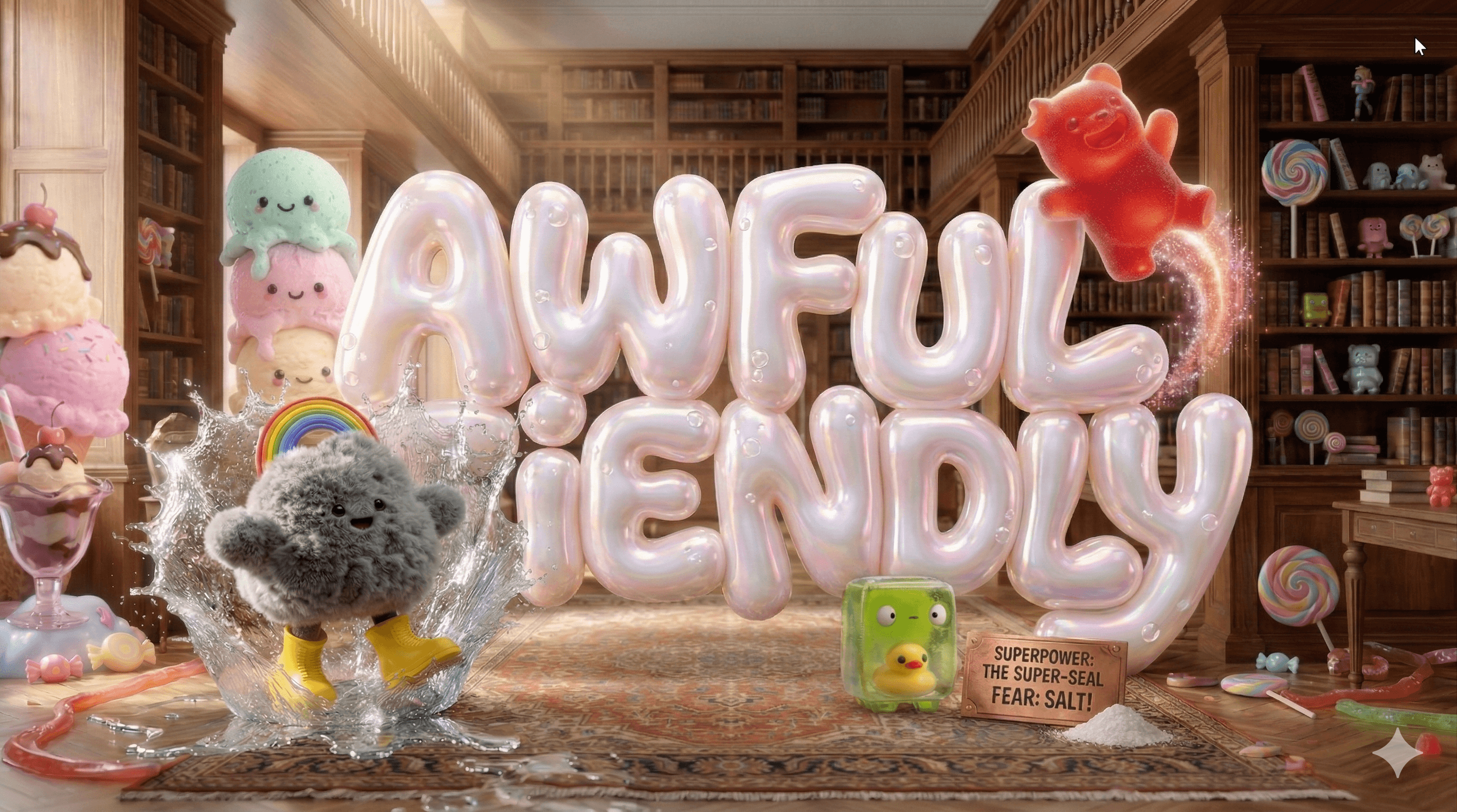 A colorful collection of Awful Friendly monster characters